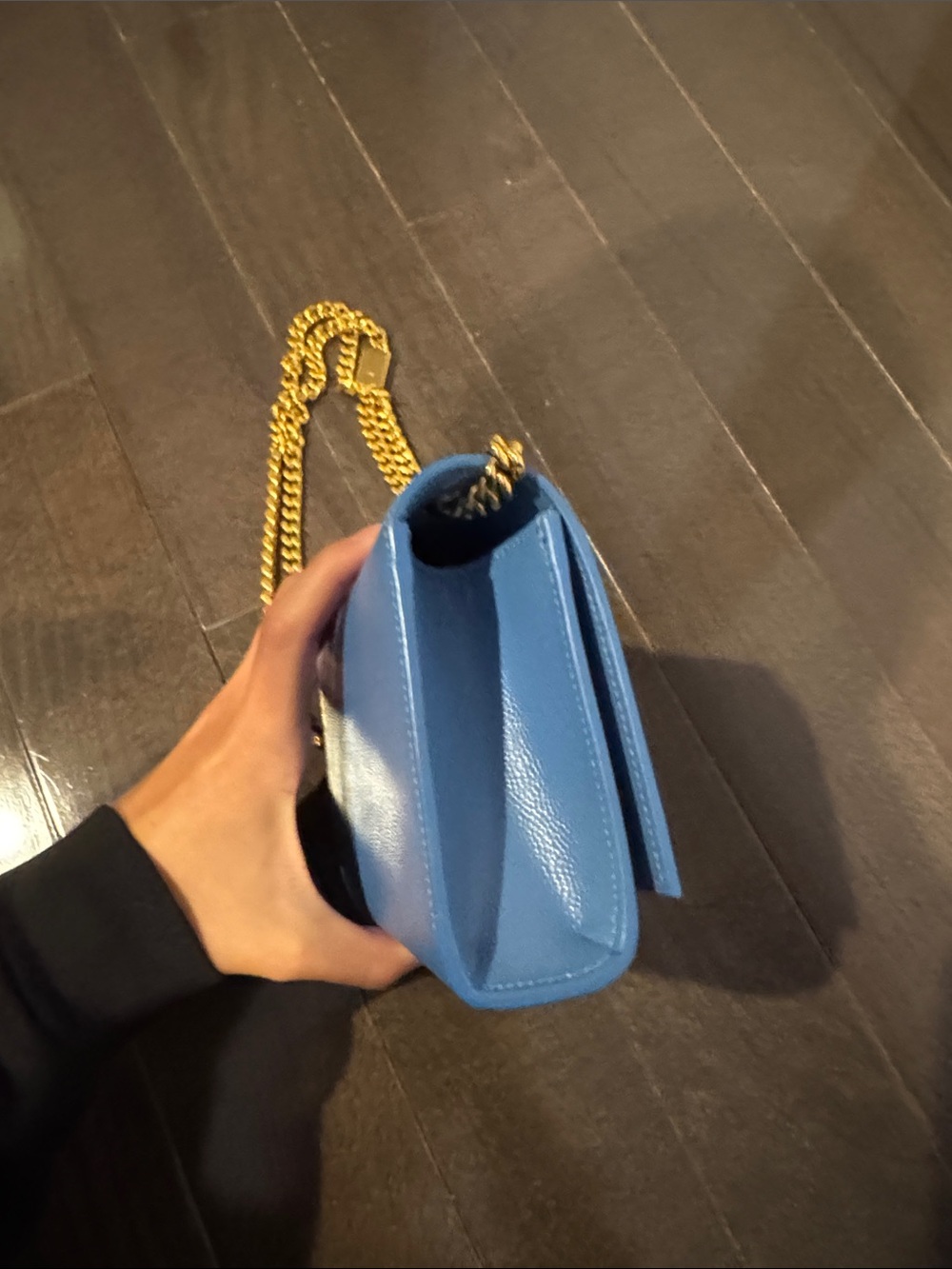 Saint Laurent Blue Leather Monogram Chain Crossbody - Picture 5 of 7